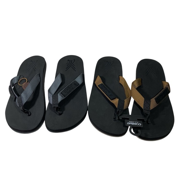 Bundle of 2 Combat Men's Black Flip Flops Sandals Size 15 NWT - Picture 2 of 7